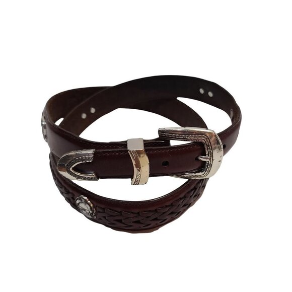 Onyx by Brighton‎ Brown Braided Leather Belt Size 42 - Picture 1 of 7